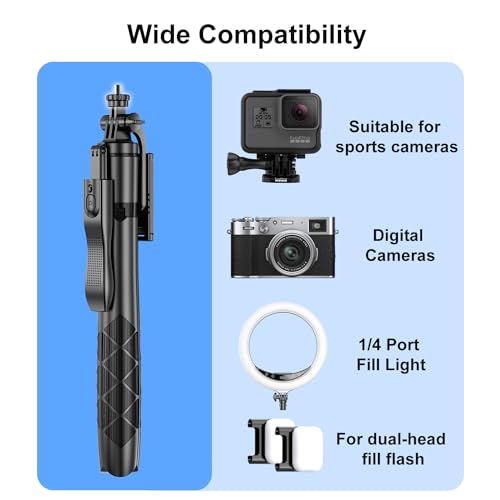 Selfie Stick Tripod,Tripod with 360 Degree Rotatable Phone - Product Imagery