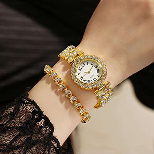 Women Diamond Watchs Luxury Fashion Ladies Bangle Bracelet Set - Product Imagery