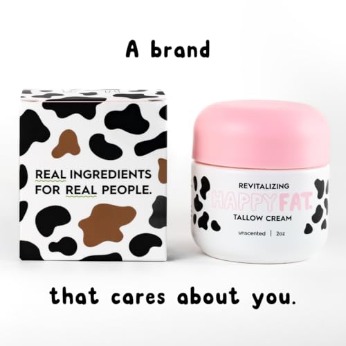 HappyFat Whipped Beef Tallow Moisturizer - USA Made - With Raw - Product Imagery