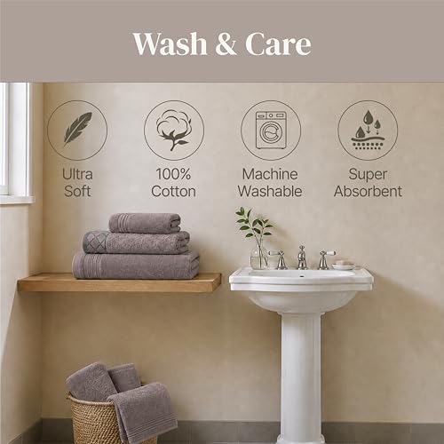 Modern Threads 6 Piece Bath Towel Set – Bathroom Towel Set with - Product Imagery