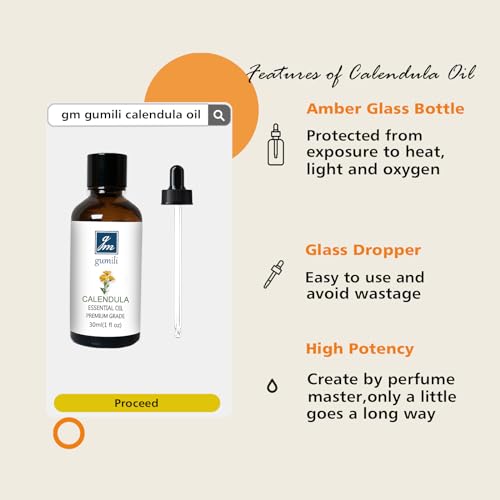 GM Gumili Calendula Essential Oil, Floral Perfume Oil for Women, - Product Imagery