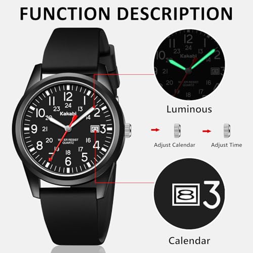 Men's Easy to Read Watch, Unisex Military Sport Analog Quartz - Product Imagery