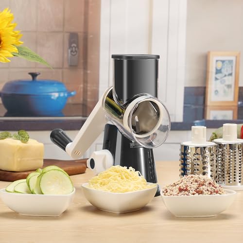 Cambom Rotary Cheese Grater Hand Crank Cheese Shredder, Black - Product Imagery