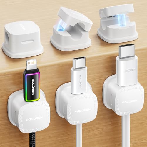 Rocoren 6-Pack Magnetic Adjustable Adhesive Cable Clips Cord Organizer - Rocoren Official Product View 1
