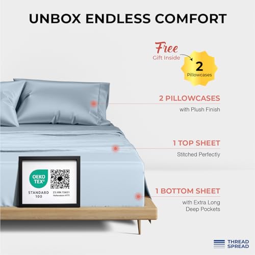 THREAD SPREAD 100% Egyptian Cotton Queen Sheets Set - 1200 - Product Imagery