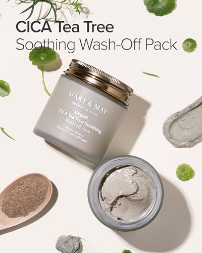 Mary&May Vegan Cica Tea Tree Wash-Off Clay Mask, 4.23 oz - Product Imagery