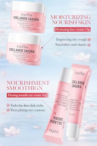 Travel Collagen Sakura Skincare Kit, 6pcs Skin Care Set include - Product Imagery