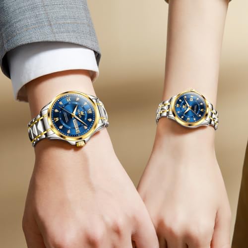 OLEVS Couple Quartz Watch Luminous Calendar Date Business Formal - Product Imagery
