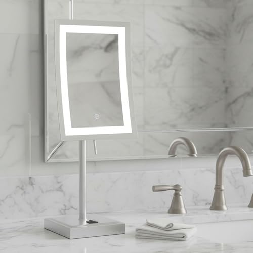 JERDON Lighted Makeup Mirror with 5X Magnification - Nickel - - Product Imagery