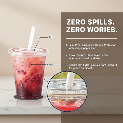 110 Pack 16 oz Disposable Clear Plastic Cups with Lids and Straws - Product Imagery