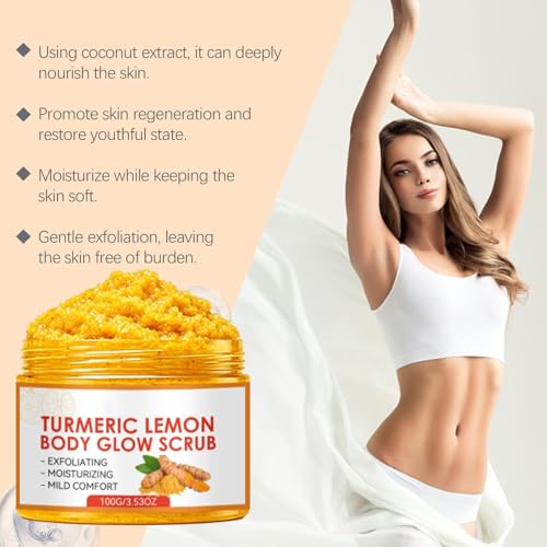 Turmeric Lemon Body Exfoliating Scrub, Gentle Moisturizing Skin - Product Imagery