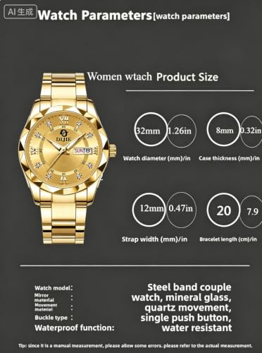 Men Women Stainless Steel Quartz Watch, Business Dress Wrist - Product Imagery