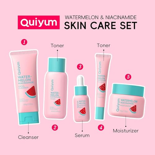 Watermelon & Niacinamide Skincare Set for Women Teens Girls, 6PCS - Product Imagery
