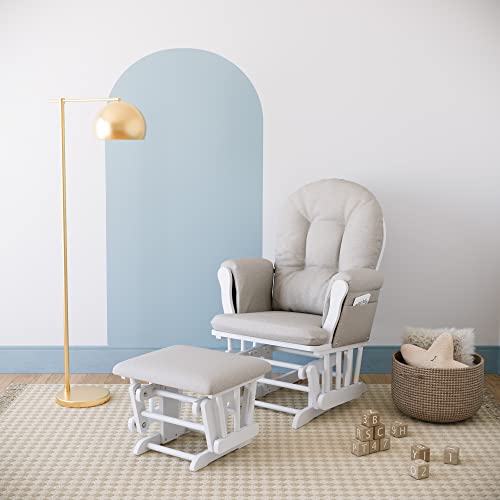 Storkcraft Premium Hoop Glider & Ottoman, White/Taupe Swirl - Product Imagery