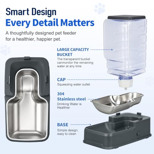 2 Pack Automatic Cat Feeder and Water Dispenser Set with Dog - Product Imagery