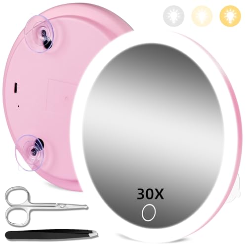 30X Concave Magnifying Mirror with Lights 3 Suction Cups for - JJhxr Official Imagery - 1
