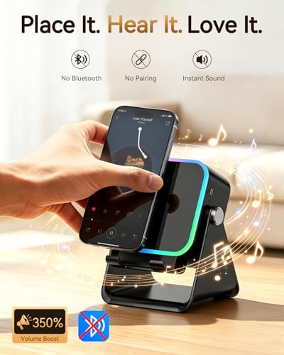 Gifts for Men Tech Gadgets Wireless Induction Speaker with Phone - Product Imagery
