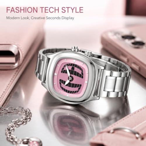 MASTOP Modern Stainless Steel Analog Watch Perspective Dial with - Product Imagery