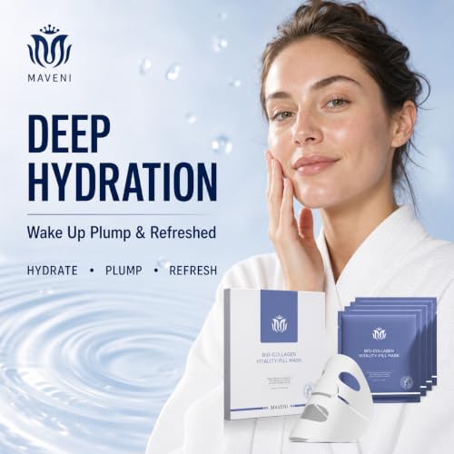 MAVENI Bio-Collagen Face Masks, Real Deep Collagen Mask, - Product Imagery