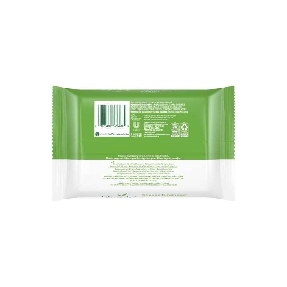 Simple Kind to Skin Cleansing Wipes Micellar 4 Count Gentle - Simple Official Imagery - 4