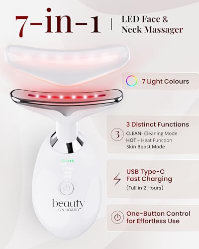 Face Massager Tool with 7 Color LED Light, Ion & Vibration & - Product Imagery