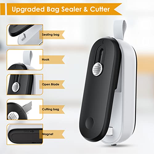 FEPPO Mini Bag Sealer, 2 in 1 Heat Sealer with Cutter, Portable - Product Imagery