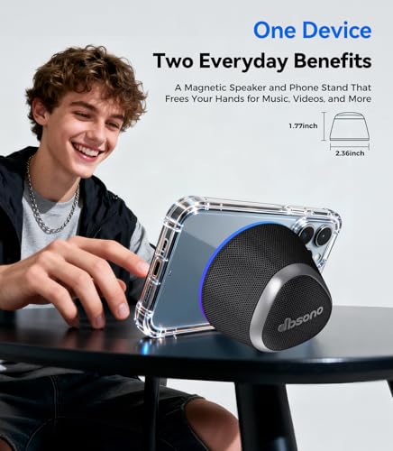 dbsono 2 in 1 Portable Magnetic Bluetooth Speaker, Phone Stand, - Product Imagery