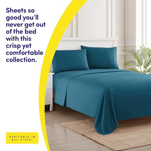 1500 Supreme Collection Queen Sheet Sets Teal - Luxury Hotel Bed - Product Imagery