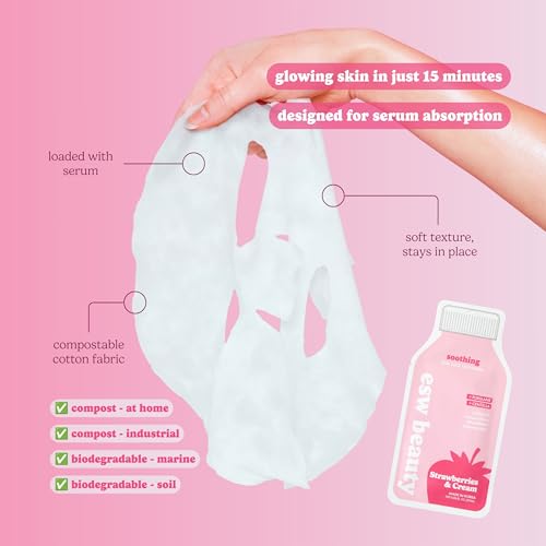 ESW Beauty Strawberries & Cream Soothing Face Mask, Korean Skin - Product Imagery
