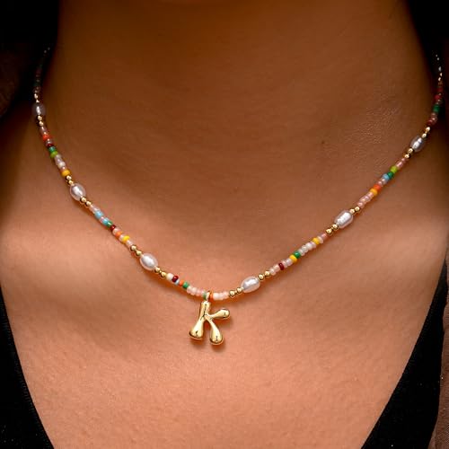 Initial Necklaces for Women Girls Kids - Light Colorful Beaded - Product Imagery