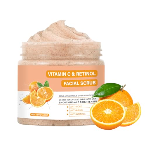 Vitamin C Face Scrub, Exfoliating Facial Wash with Retinol, - Product Imagery