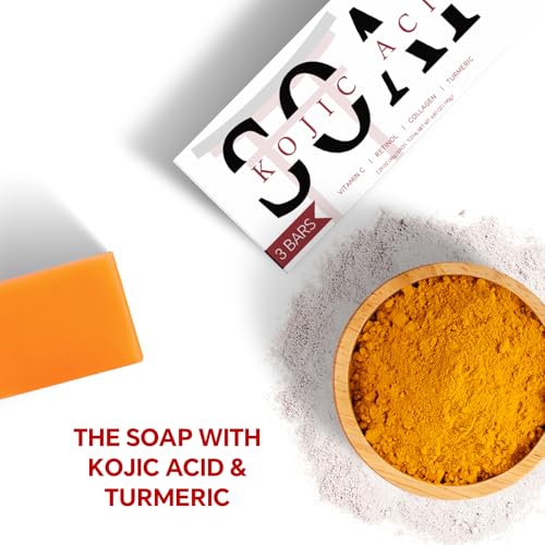 Kojic Acid Soap, Turmeric Soap Bar for Dark Spots, 3 Pack - Product Imagery