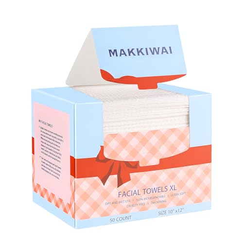 XL Face Towels Plant Fiber Makeup Wipes 2 Pack 100 Count - MAKKIWAI Official Imagery - 1