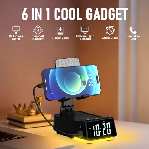 Cell Phone Stand with Wireless Bluetooth Speaker, HD Stereo - Product Imagery