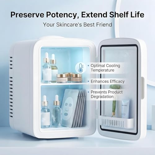 Lispin 4L Mini Skincare Refrigerator with Dimmable LED Mirror, - Product Imagery