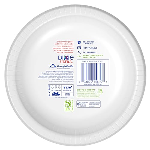 Dixie Ultra Large Paper Bowls 20 Oz, Disposable Bowls, 56 Count - Product Imagery