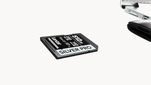 Lexar 128GB Professional SILVER PRO SD Card with UHS-II, U3, V60, C10 speed class, designed for high-performance Full HD recording.