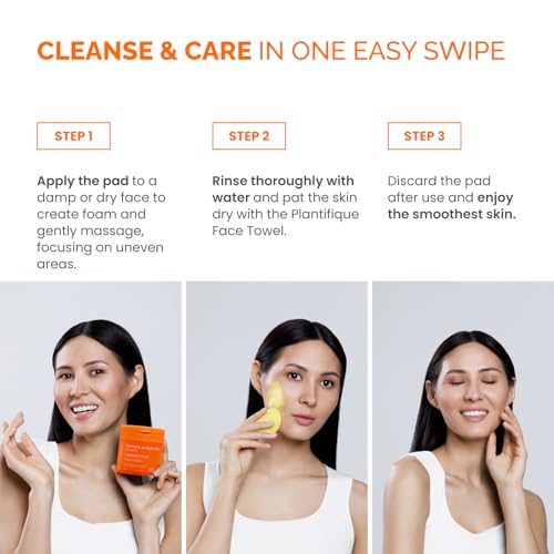 PLANTIFIQUE Kojic Acid & Turmeric Cleansing Pads for Dark Spots, - Product Imagery