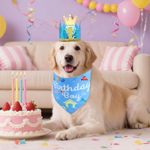 Rensh Dog Birthday Party Supplies, Dog Birthday Bandana Hat with - Product Imagery
