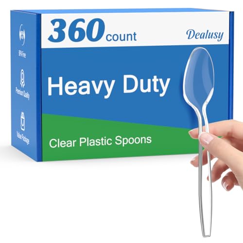 Dealusy 360 Count Clear Plastic Spoons Disposable - Product Imagery