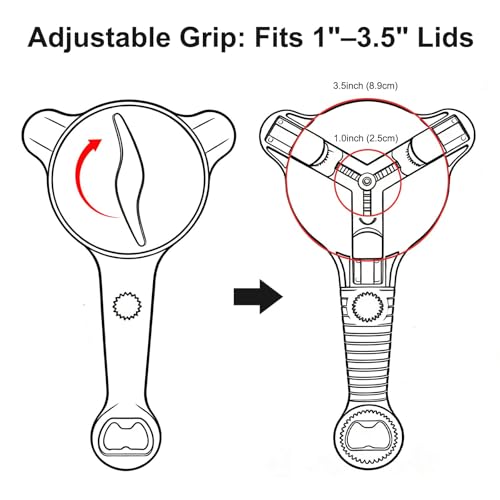 4-in-1 Adjustable Jar Opener, Bottle Gripper Tool - Product Imagery