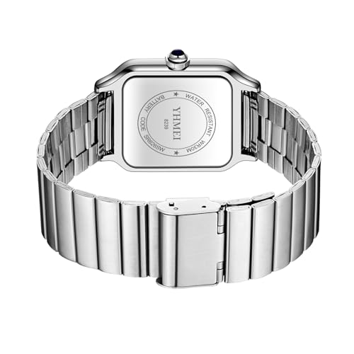 Unisex Classic Square Roman Numerals Analog Quartz Watches 30M - Product Imagery
