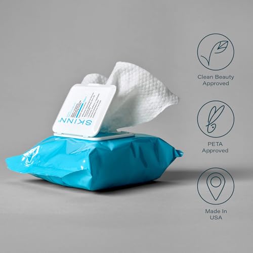 SKINN Facial Cleansing Makeup Remover Wipes - Gentle Exfoliation - Product Imagery