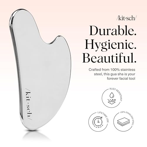 Kitsch Stainless Steel Guasha Tool for Face - Silver - Product Imagery