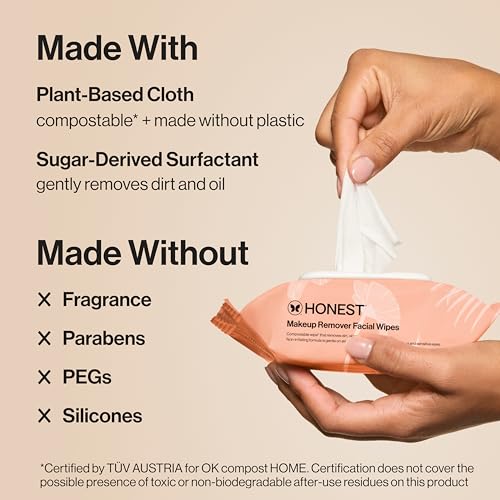 Honest Beauty Cleansing Makeup Remover Facial Wipes, Fragrance... - Product Imagery