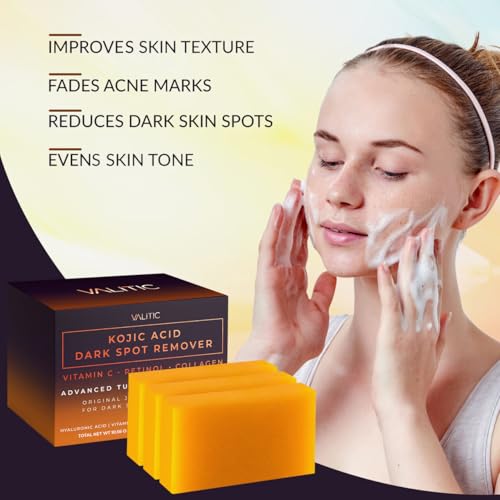 VALITIC Kojic Acid Dark Spot Remover Soap Bars, Turmeric Bar - Product Imagery