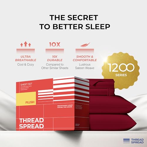 THREAD SPREAD 100% Egyptian Cotton Queen Sheets Set - 1200 - Product Imagery