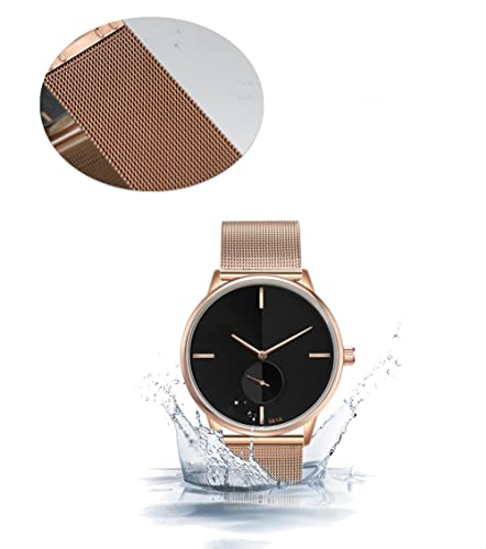 SENRUD Simple Couples Watches Stainless Steel Mesh Strap Pair - Product Imagery
