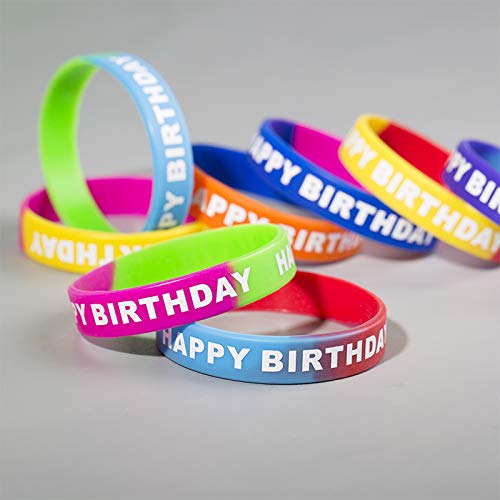 ARTLYMERS Happy Birthday Rubber Bracelets, 24pcs Silicone Wrist - Product Imagery
