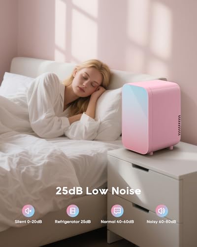 Mini Fridge, 6 Liter/8 Can Skincare Fridgefor Skin Care, - Product Imagery